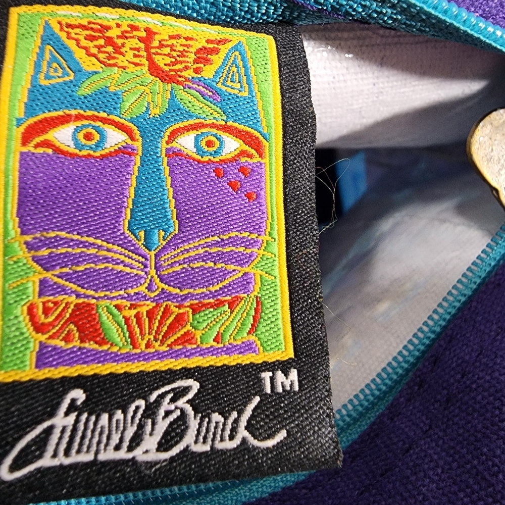 Laurel Burch cat print purse with ribbon and sequin detail - Picture 2 of 13